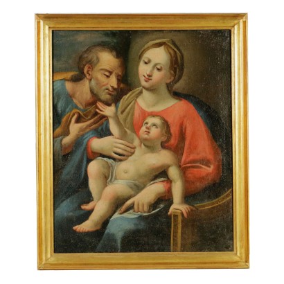 Madone avec l'Enfant et Saint Joseph Huile sur Toile Italie '700