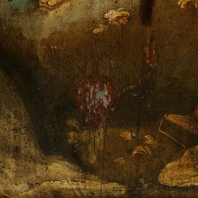 La Virgen del rosario con el Niño y santos-detalle