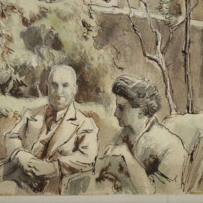 arte, arte italiana, pittura novecento italiana,Acquarello di Nicola Aleksandrovic Benois,Il giardino della casa di Camerano Cas,Nicola Aleksandrovic Benois,Nicola Aleksandrovic Benois,Nicola Aleksandrovic Benois,Nicola Aleksandrovic Benois