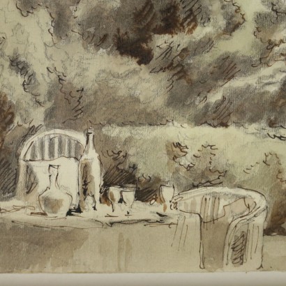 arte, arte italiana, pittura novecento italiana,Acquarello di Nicola Aleksandrovic Benois,Il giardino della casa di Camerano Cas,Nicola Aleksandrovic Benois,Nicola Aleksandrovic Benois,Nicola Aleksandrovic Benois,Nicola Aleksandrovic Benois