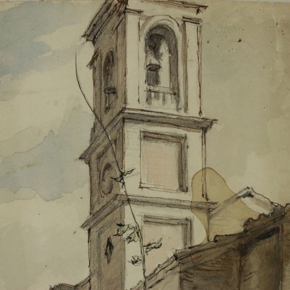 arte, arte italiana, pittura novecento italiana,Acquarello di Nicola Aleksandrovic Benois,Il giardino della casa di Camerano Cas,Nicola Aleksandrovic Benois,Nicola Aleksandrovic Benois,Nicola Aleksandrovic Benois,Nicola Aleksandrovic Benois