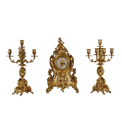 Orologio da camino con candelabri