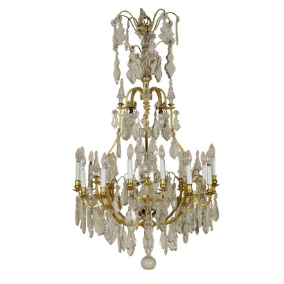 Lampadario in bronzo e cristallo