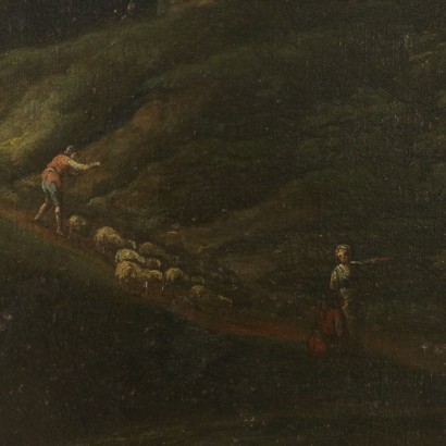 Grande paesaggio con figure popolari-particolare