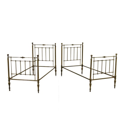 Coppia di letti in ottone
