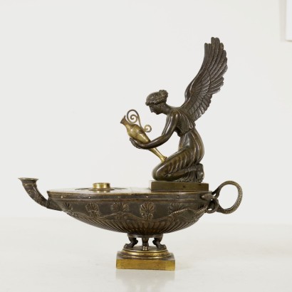 antiquités, mensonge en bronze, lampe à huile en bronze, bronze, bronzes antiques, bronze antique, bronze italien antique, bronze antique, bronze 800, bronze début 800