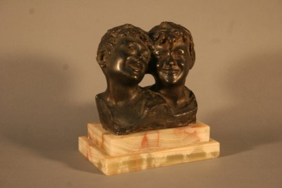 Bronzo Vincenzo Aurisicchio Coppia Di Fanciulli Italia Inizi '900