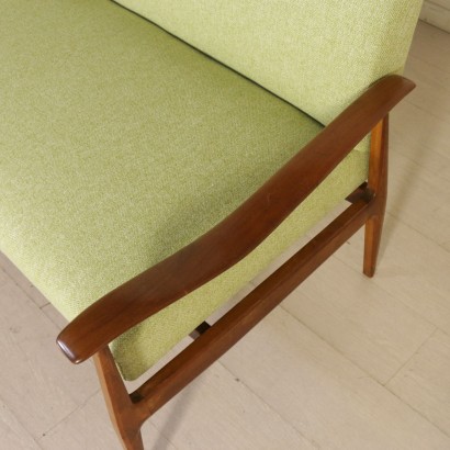 Sofa Stained Beech Springs Foam Padding Vintage Italy 1950s