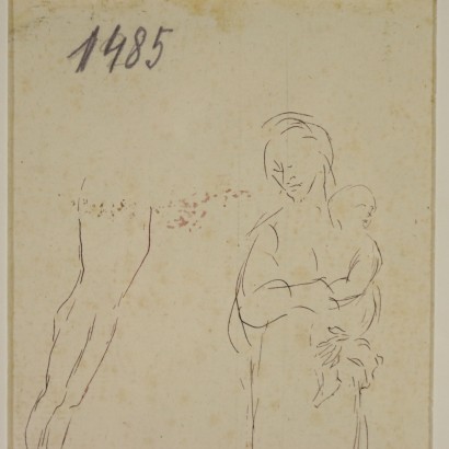 Disegno attribuibile a Giacomo Manzù-particolare