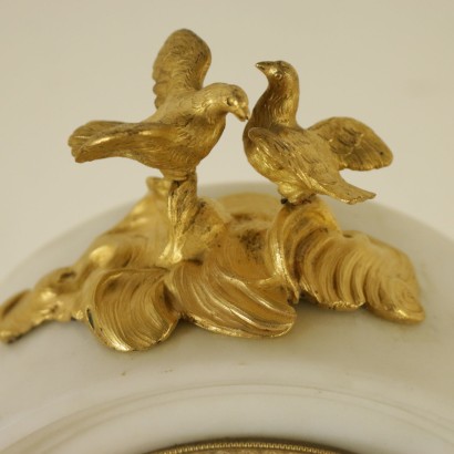 Table Clock Gilded Bronze Marble Italy Late 1700s-Early 1800s