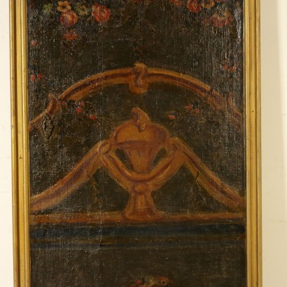 Elemento di Boiserie con decoro ad olio-particolare