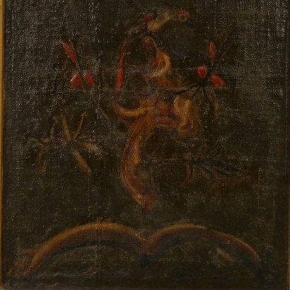 Elemento di Boiserie con decoro ad olio-particolare