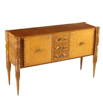 Buffet Durmast Brier Veneer Brass Handles Vintage Italy 1950s