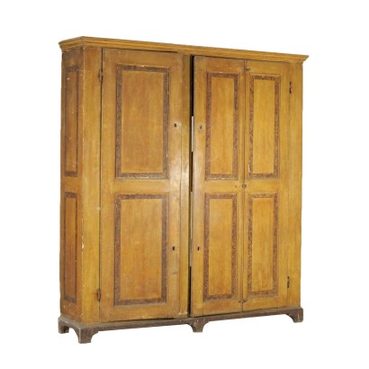 Wardrobe Two Doors Poplar Lacquered Wood Italy Late 1700s-Early 1800s