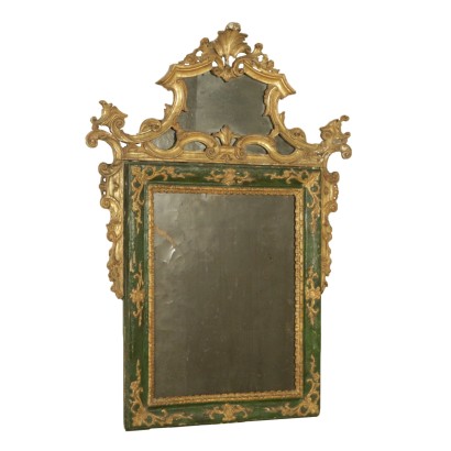 Elégant Miroir Bois doré laqué Italie Première moitié '700