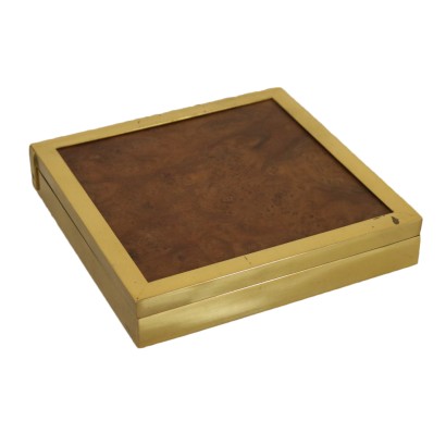 Boîte Laiton Loupe de peuplier Fabriqué en Italie Années 60-70