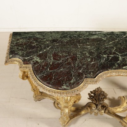 antiguo, consola, consola antigua, consola antigua, consola italiana antigua, consola antigua, consola neoclásica, consola del siglo XVIII, consola dorada, consola dorada con mármol, consola Luis XIV.