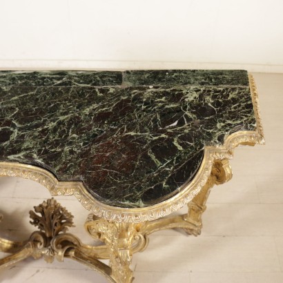 antiguo, consola, consola antigua, consola antigua, consola italiana antigua, consola antigua, consola neoclásica, consola del siglo XVIII, consola dorada, consola dorada con mármol, consola Luis XIV.