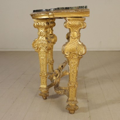 antiguo, consola, consola antigua, consola antigua, consola italiana antigua, consola antigua, consola neoclásica, consola del siglo XVIII, consola dorada, consola dorada con mármol, consola Luis XIV.