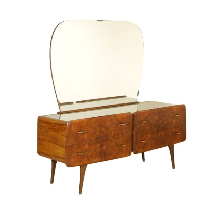 Chest of Drawers Walnut Veneer Brass Vintage Italy 1950s