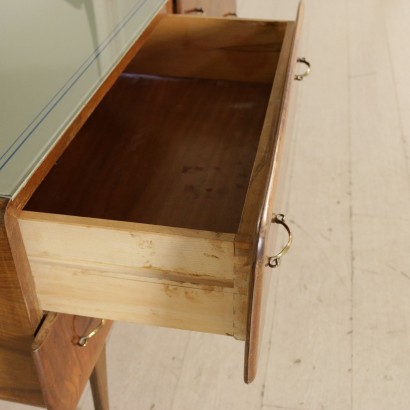 Chest of Drawers Walnut Veneer Brass Vintage Italy 1950s