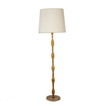 Lampadaire Bois Tissu Vintage Fabriqué en Italie Années 50