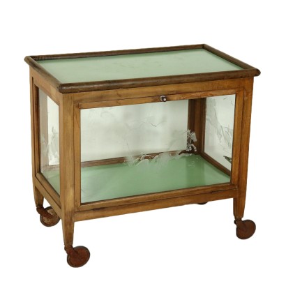 Service Cart Beech Formica Glass Vintage Italy 1950s