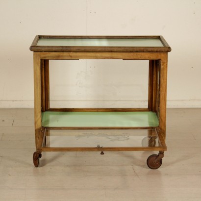 Service Cart Beech Formica Glass Vintage Italy 1950s