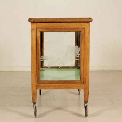 Service Cart Beech Formica Glass Vintage Italy 1950s
