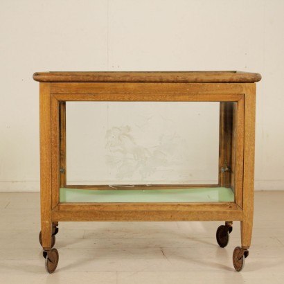 Service Cart Beech Formica Glass Vintage Italy 1950s
