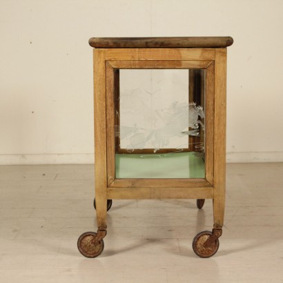 Service Cart Beech Formica Glass Vintage Italy 1950s