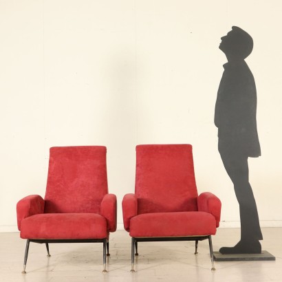 moderne Antiquitäten, moderne Design-Antiquitäten, Sessel, moderne Antiquitäten-Sessel, moderne Antiquitäten-Sessel, italienischer Sessel, Vintage-Sessel, 50-60er-Sessel, 50-60er-Design-Sessel, Paar Sessel.