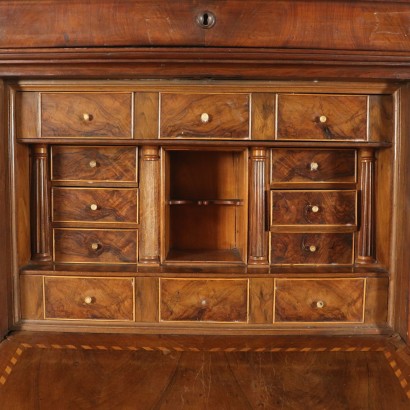 Secretaire in Piuma di Noce - particolare