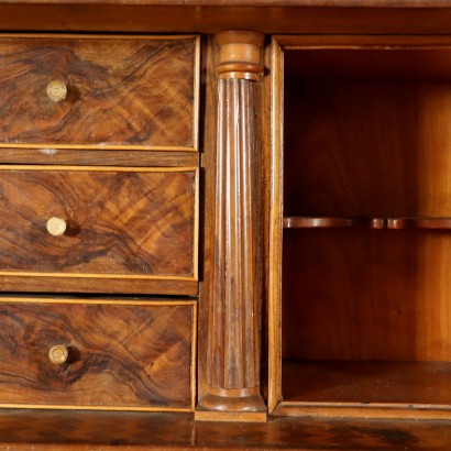 Secretaire in Piuma di Noce - particolare