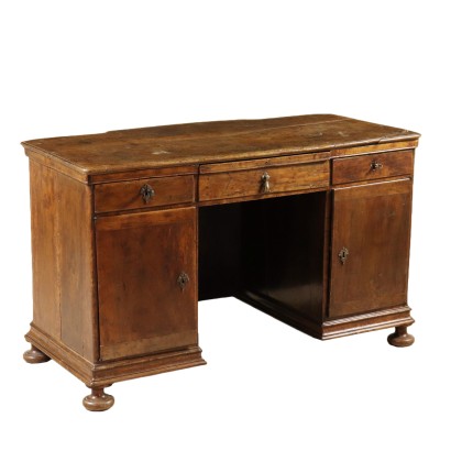 Pedestal Desk Walnut Veneto Italy First Half of 1700s