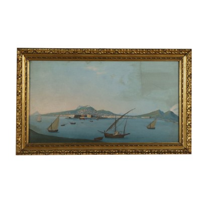 Arte del siglo Xix - a la Vista de Nápoles desde el Mar