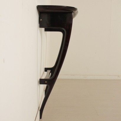 Console Table Formica Glass Wood Stained Ebony Vintage Italy 1950s