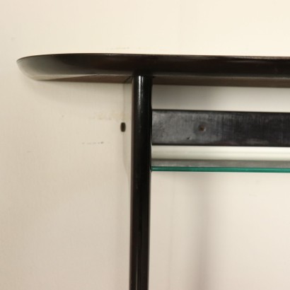 Console Table Formica Glass Wood Stained Ebony Vintage Italy 1950s