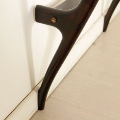 Console Table Formica Glass Wood Stained Ebony Vintage Italy 1950s