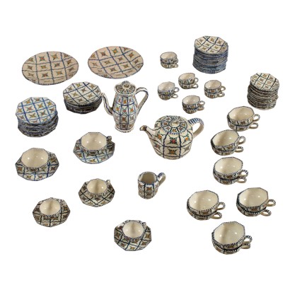 Majolica Coffee and Tea Set by Castelli Italy 1970s