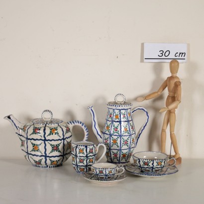 Majolica Coffee and Tea Set by Castelli Italy 1970s