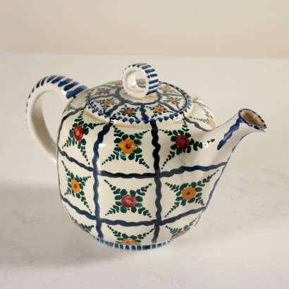 Majolica Coffee and Tea Set by Castelli Italy 1970s