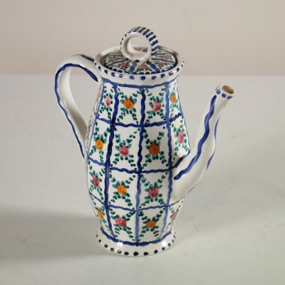Majolica Coffee and Tea Set by Castelli Italy 1970s
