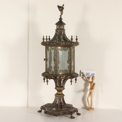 Table Lamp-Lantern Perforated and Chiseled Brass 1800-1900