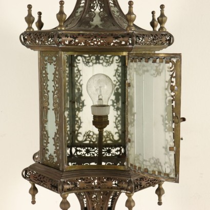 Table Lamp-Lantern Perforated and Chiseled Brass 1800-1900