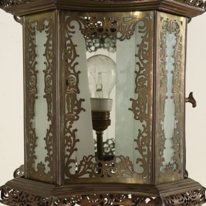Table Lamp-Lantern Perforated and Chiseled Brass 1800-1900