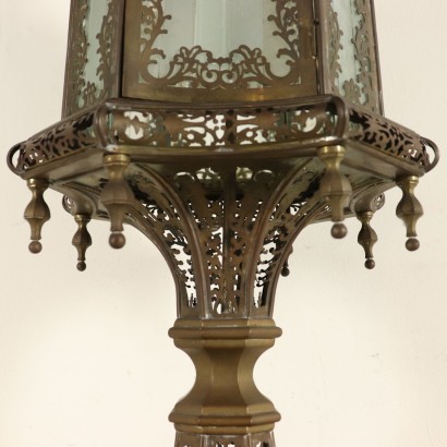 Table Lamp-Lantern Perforated and Chiseled Brass 1800-1900