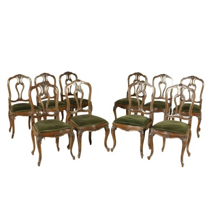antiquariato, sedia, antiquariato sedie, sedia antica, sedia antica italiana, sedia di antiquariato, sedia neoclassica, sedia del 900, gruppo di dieci sedie.