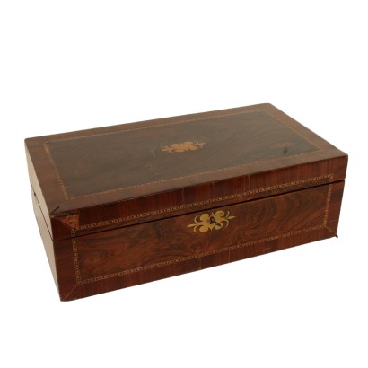 Antique Travel Writing Desk Mahogany Veneer Italy Late 1800s
