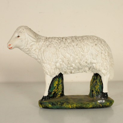 Nativity Statues Sheeps Stucco Beads Italy 20th Century